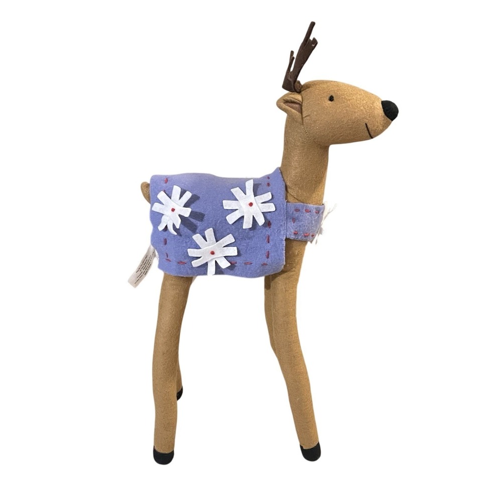 Pottery Barn Kids Plush Santa Reindeer Snowflake Christmas‎ Decor Holidays 17"